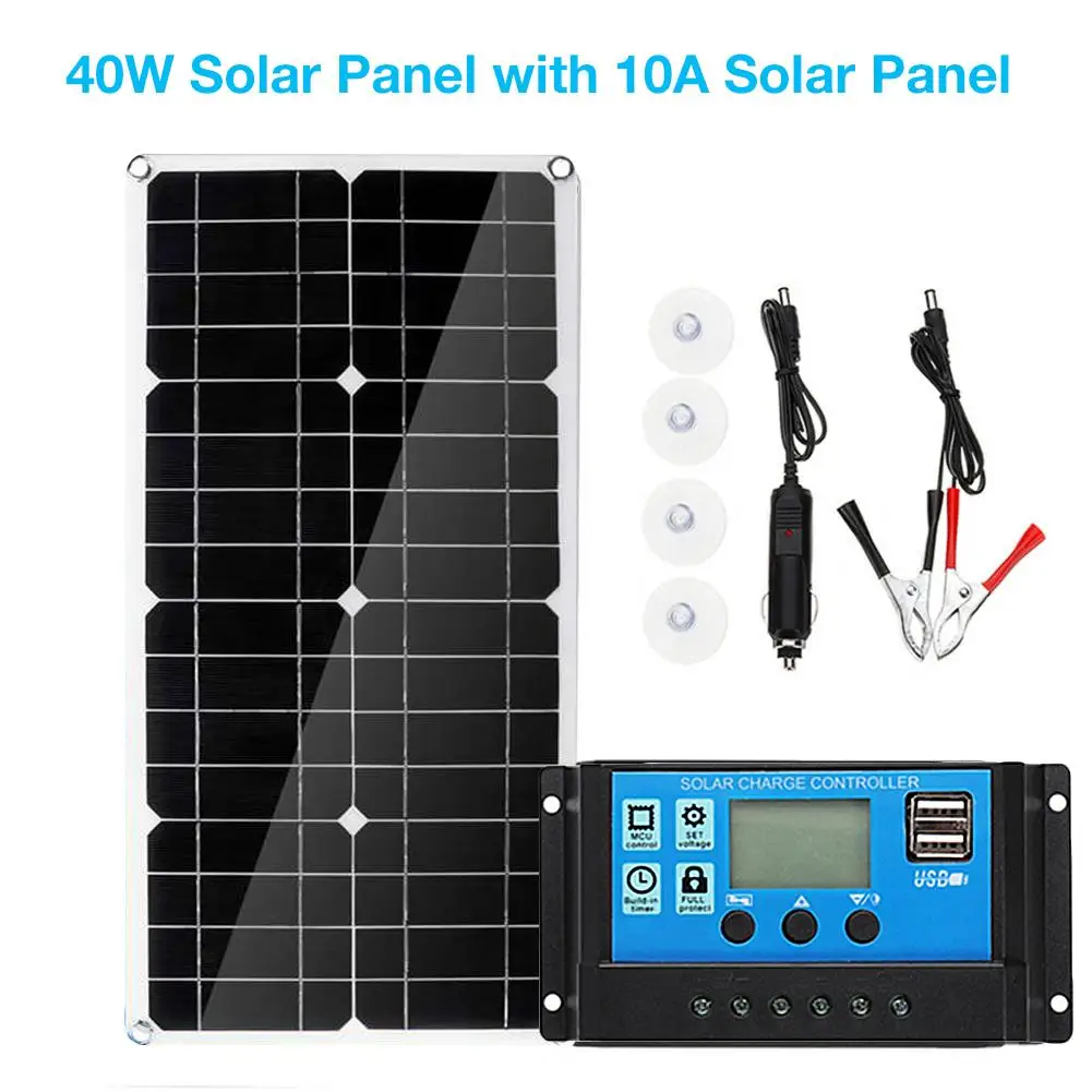 Фото Солнечная панель с двумя USB-портами 40 Вт 10 А/20 А/30/40 А | Электроника