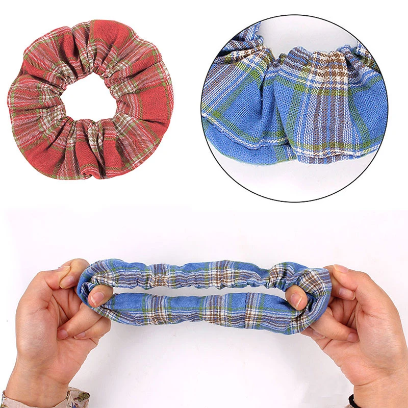 Женские вязаные резинки для волос в Корейском стиле клетку 2019 |