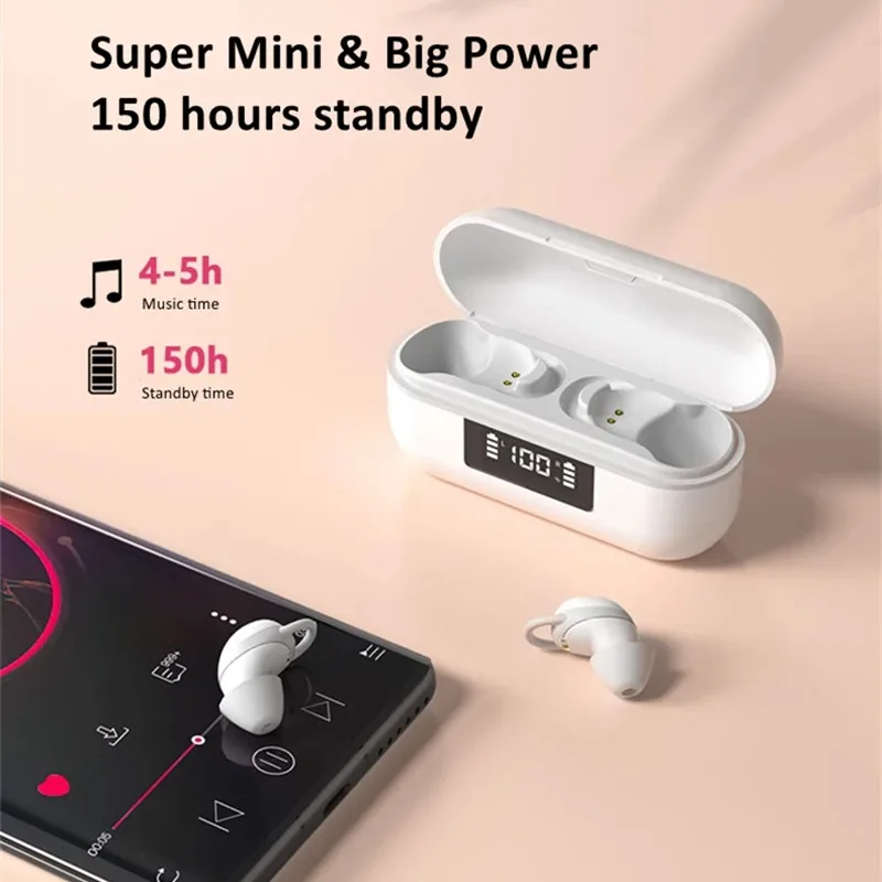 

2022 NEW Mini Smart Sleep Bluetooth 5.1 Earbuds TWS Invisible Earphone True Wireless Earpiece Nano Size No Pain for All Phones