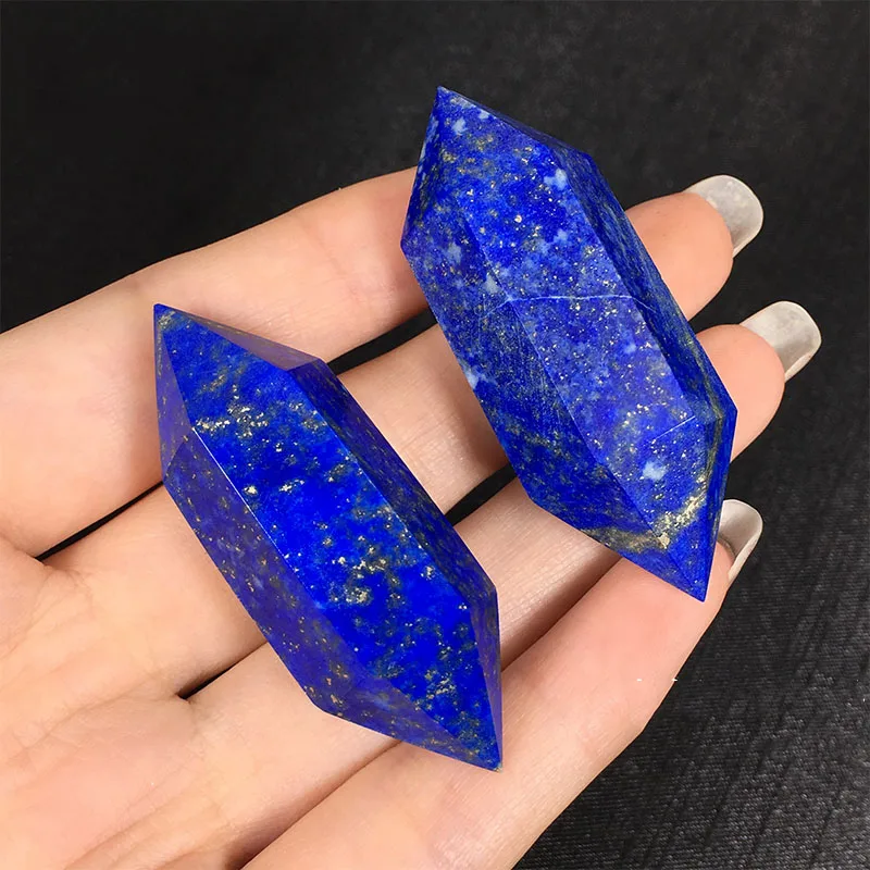 

1Pc Natural Lapis Lazuli Crystals Double Pointed Pendant Energy Column Decoration Crystal Rough Stone Craft Room Decoration