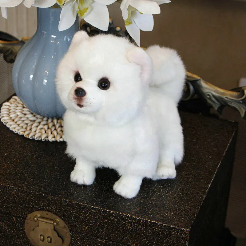 

plush Pomeranian dog doll Simulation dog stuffed animal toys super Realistic dog toy for pet lovers luxury home decor snow white