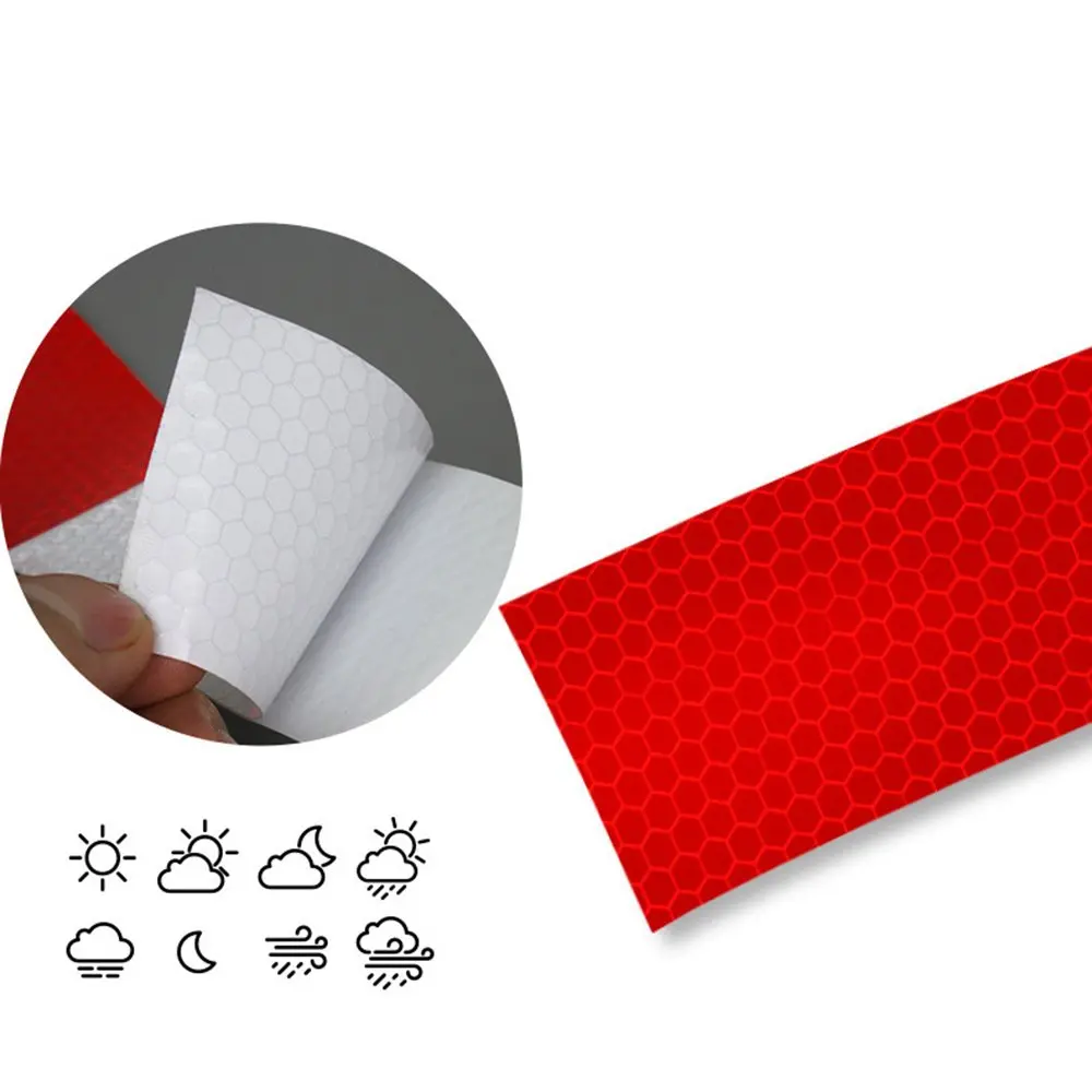 

Car Reflective Film Warning Tape Truck Annual Inspection Crystal Color Grid Reflective Strip Red And White Reflective Stickers