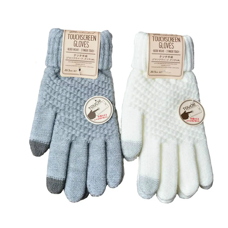 

Rimiut Women's Cashmere Knitted Winter Gloves Cashmere Knitted Women Autumn Winter Warm Thick Gloves Touch Screen Skiing Gloves