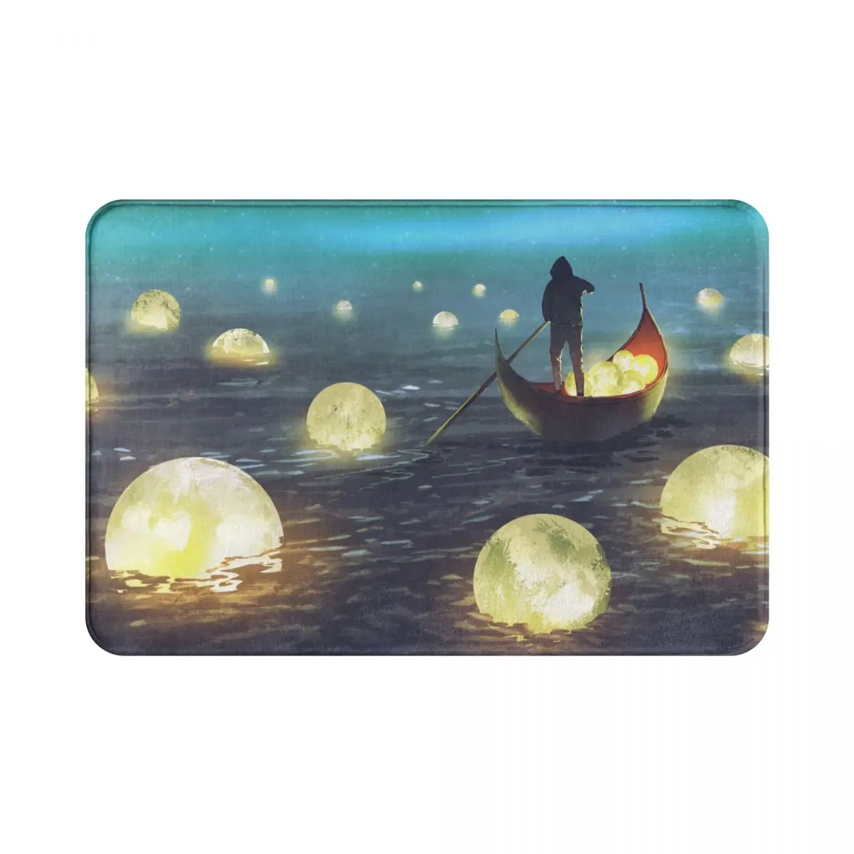 

Коврики для дверей мужские гребные лодки среди светящихся монов плавающий на море коврик для входа в помещение Коврик для пола нескользящий коврик для двери коврик