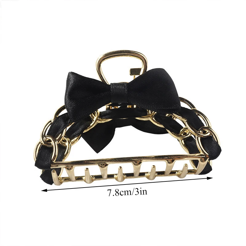 

Korean Style New Hairpin Women Girls Bow Sweet Back Of Head Hairpin Metal Shark Clip Metal Chain Plate Hair Accessories