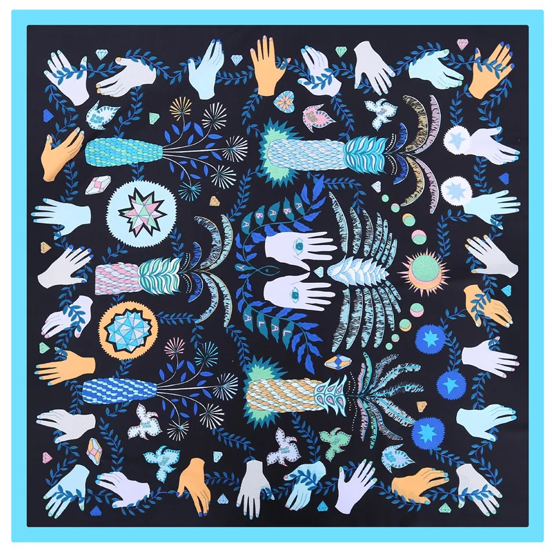 Ладони джунгли с принтом глаза 60*60 см шелковый шарф цветной разрисованный для Для