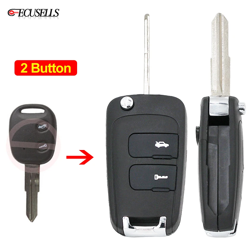 Складной флип чехол для ключа с двумя кнопками смартфона брелок необработанным