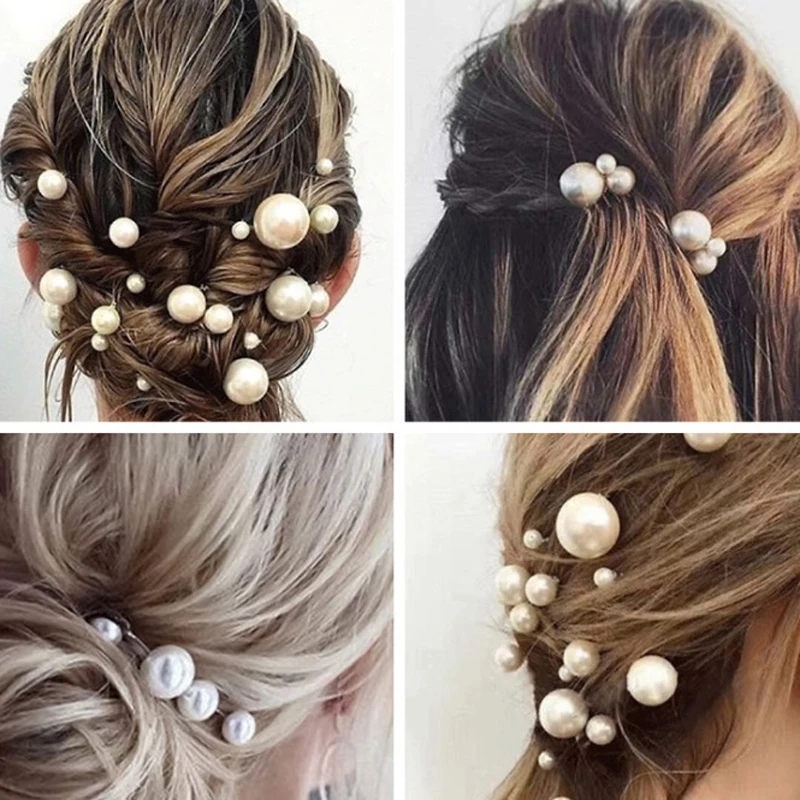 

Women U-shaped Pin Metal Barrette Clip Hairpins Simulated Pearl Bridal Tiara Hair Accessories Wedding Hairstyle Design Tools