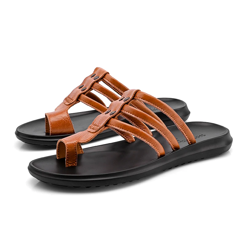 

sandale masculina footwear man summer big slip plage roman sandalhas sandal praia mens geta genuine in cuero outdoor walking em