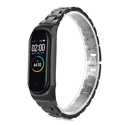 Роскошный металлический ремешок mi ni mi Band 4 3 для mi Band 4 3, браслет с бабочкой и пряжкой, быстросъемные браслеты для Xiao mi Band 4 3, браслет - Цвет: Mini Black