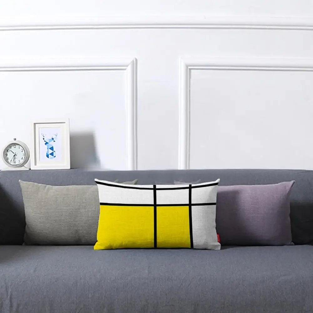 Желтая подушка 30*50 см чехол с геометрическим рисунком для дивана гостиной