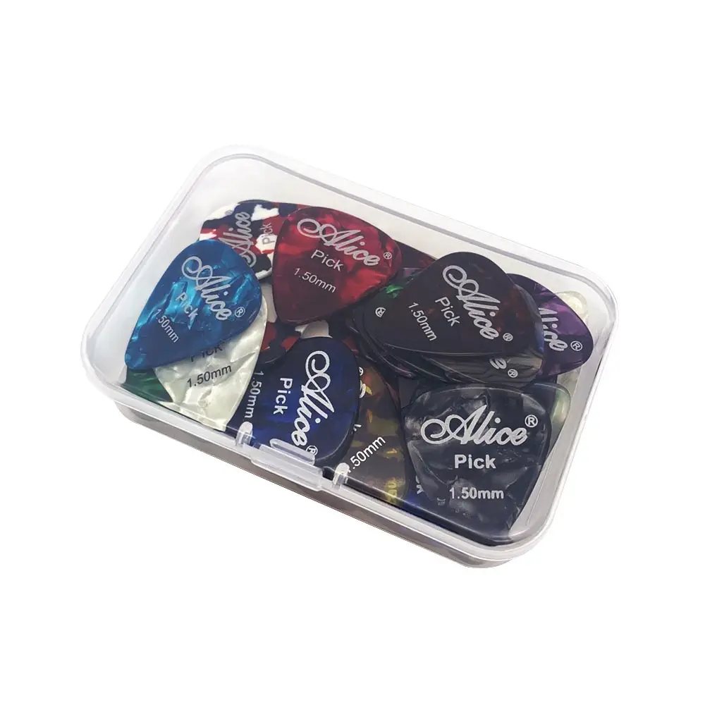 1.5 mm 40 штук гитара Alice pick s с ящиком для хранения длительный срок службы медиатор Bass pick Druable толщина материала. 46. 71. 81. 96 1,2 1,5 мм - Color: 1.5 mm
