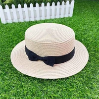 2021 new summer women hat beach straw hat ladies cap fashion handmade casual flat brim bowknot sun hats for women chapeau femme