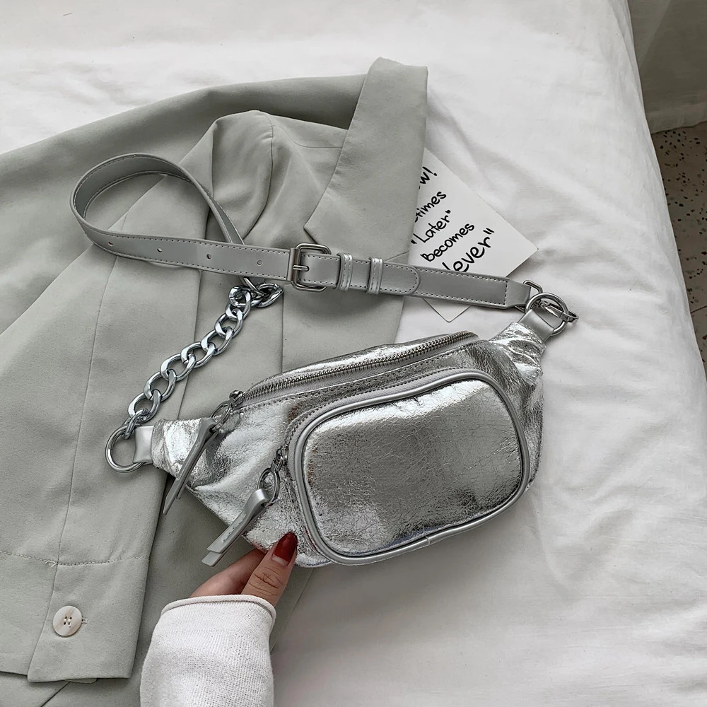 

Chest Bags For WomenPU Leather Solid Fanny Pack Waist Bum Mini Hip Pochete Sac Banane Chest Bags Phone Handbag And Purse 2021