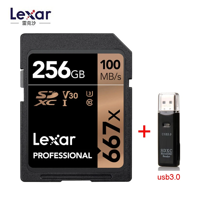 Lexar Профессиональный 667x SDXC UHS-I 64 Гб 128 ГБ 256 ГБ карты до 100 МБ/с. читать с возможностью поворота на 90 МБ/с. записи высокоскоростной Камера