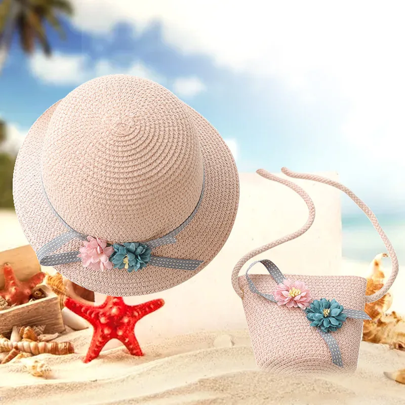 Fashion children's cap With Bag baby panama Girl hat photography props Beach summer Hat Toddler Girls Accessories 1-8Y | Детская