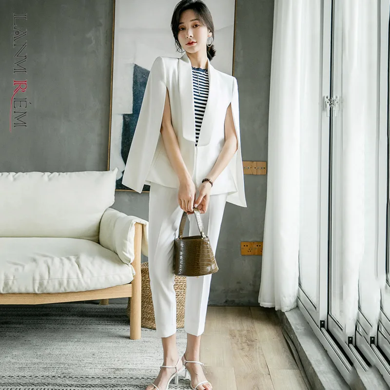 

LANMREM New Women Coat White Blazer Temperament Suit Casual Design Sense Lapel Jacket Fashion Tide autumn winter 2021 2P9511