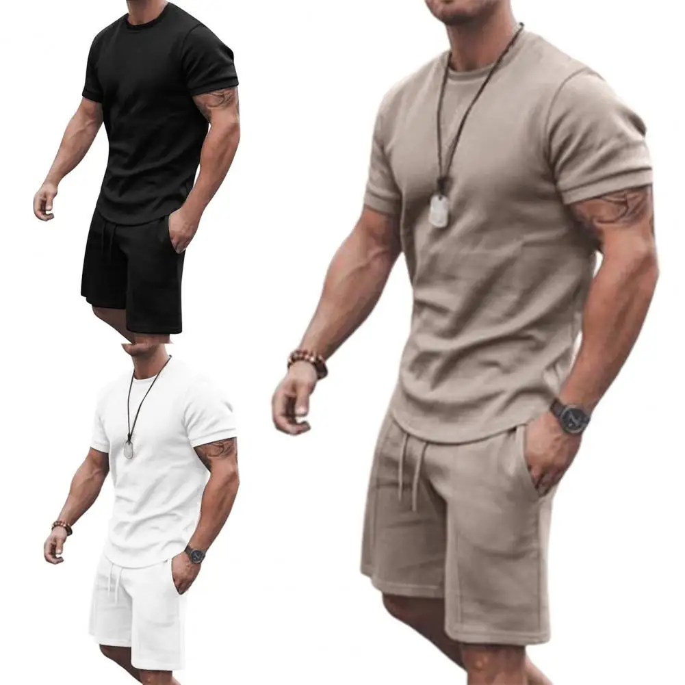 

Summer Men Tracksuit Set Round Neck Soft Breathable Casual Men Sportswear Set Fashion Fitness 3XL