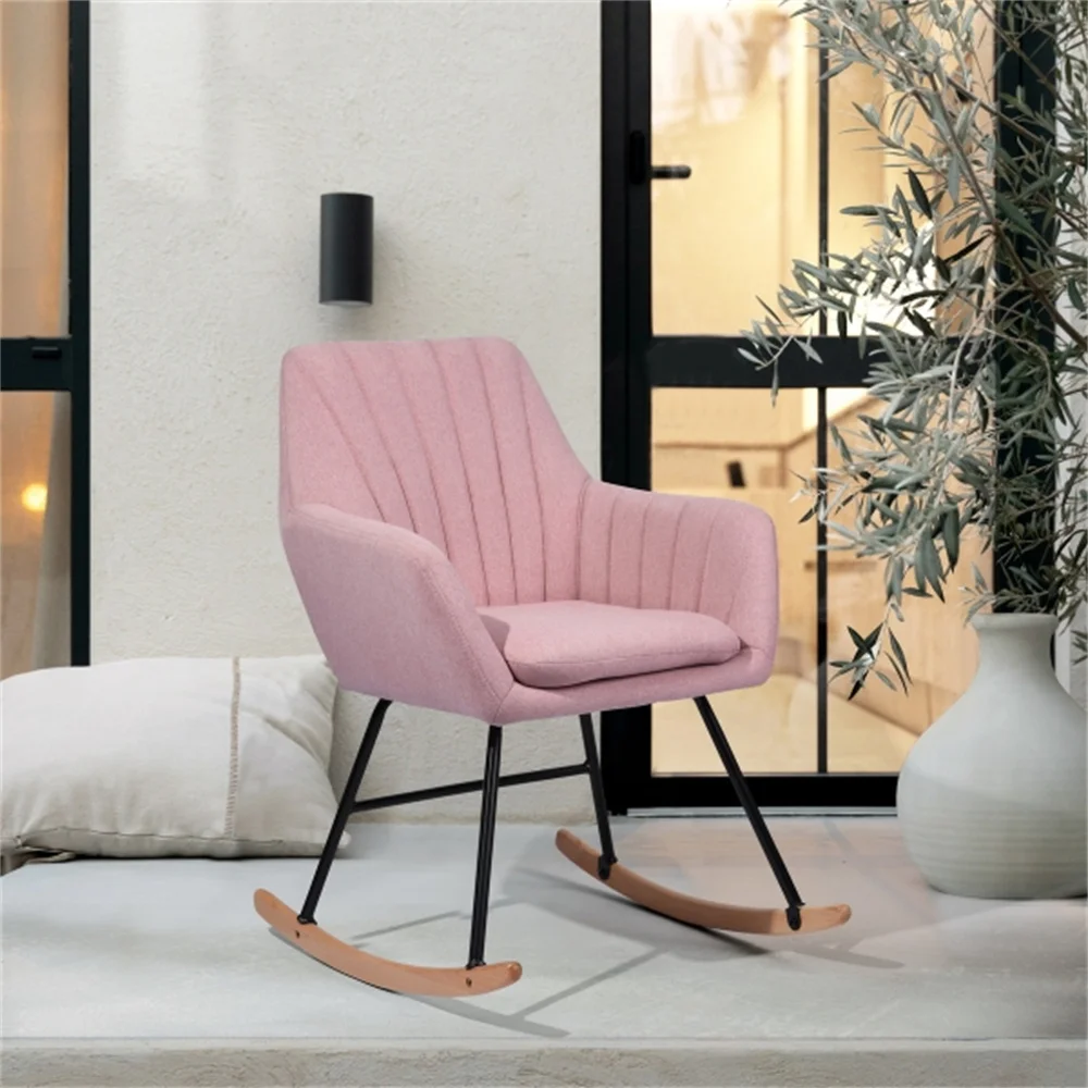 

Home Harvey Living Room Furniture Mid-Century Modern Fabric Rocking Chair