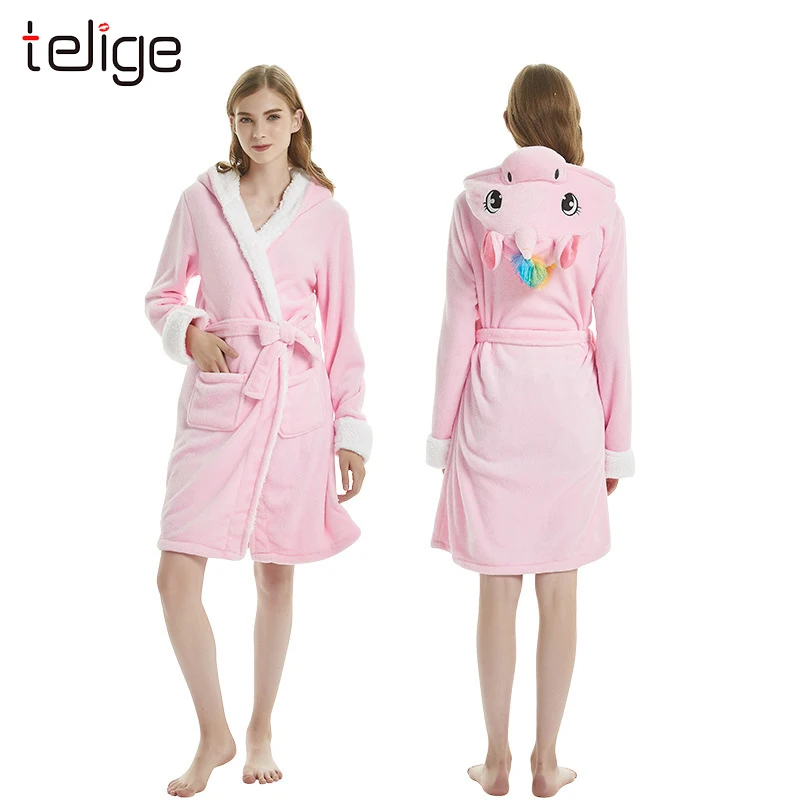 Единорог для девочек звезда радуга животное халат женщин Зимняя ночная рубашка
