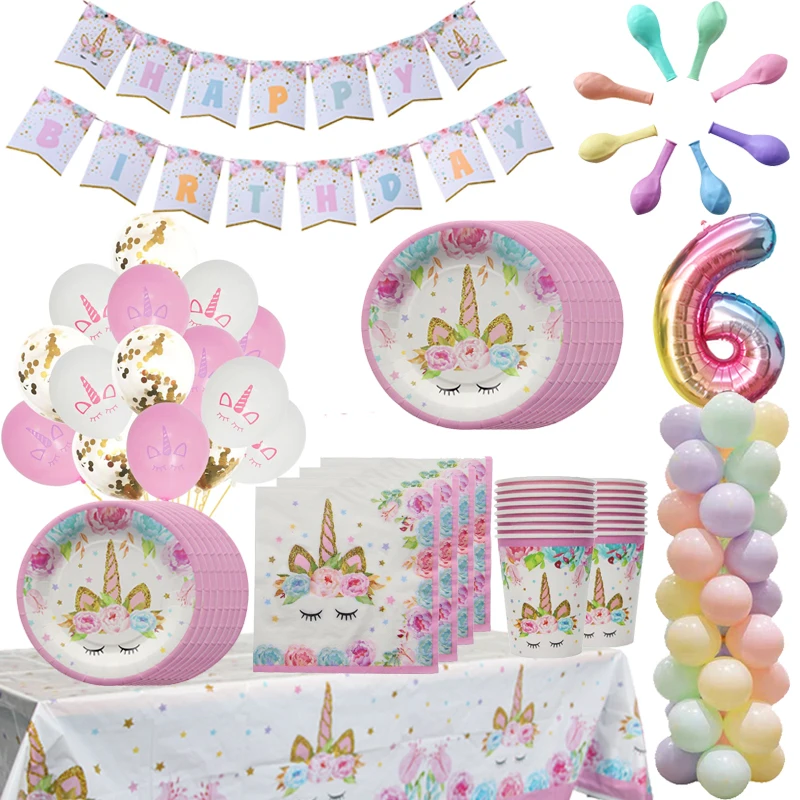 MEIDDING декор для вечеринки в виде единорога одноразовая посуда украшение детского