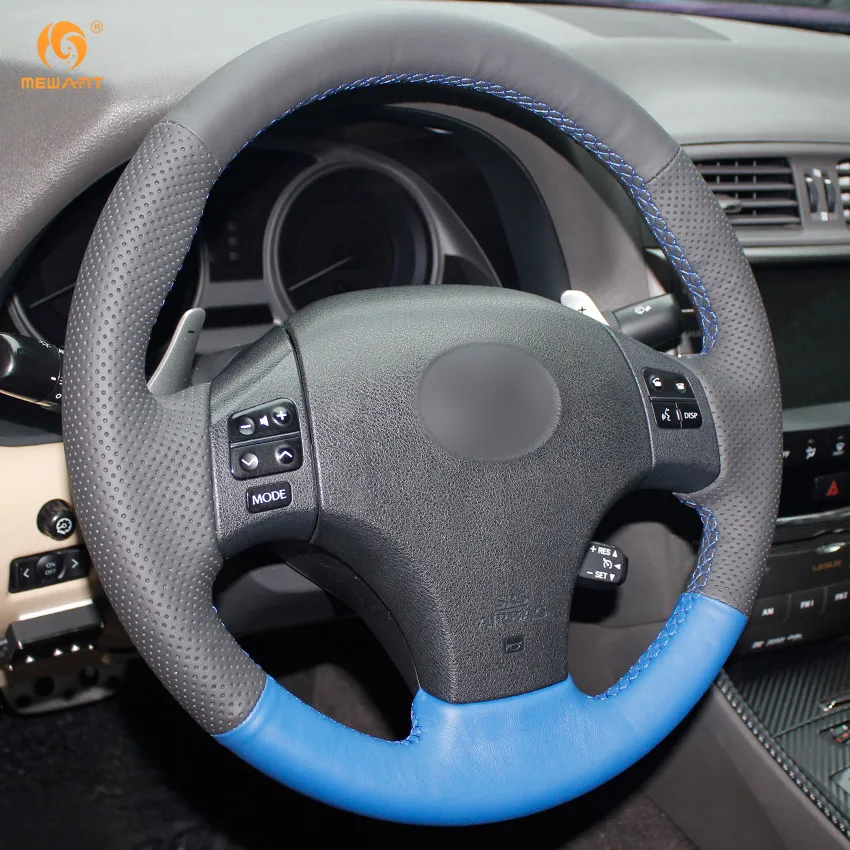 MEWANT Черный Синий чехол рулевого колеса автомобиля из натуральной кожи для Lexus IS
