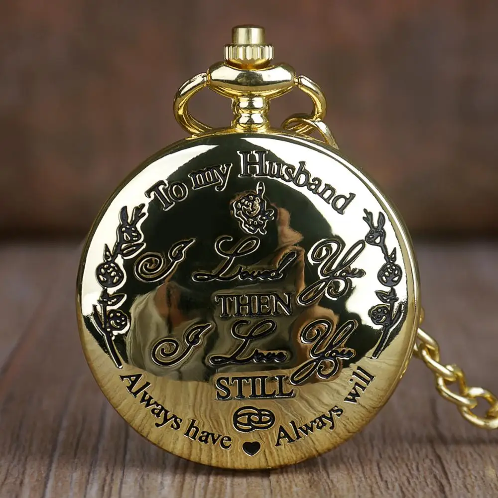 Miglior Regalo "A Mio Marito" Orologi Da Tasca Al Quarzo Con Scritte Creative Orologio Da Tasca A Catena Vintage Fob I Migliori Regali Per Il Marito A