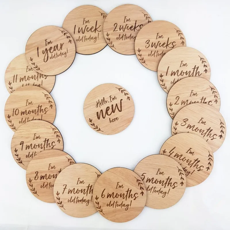 Карты для младенцев с гравировкой листьев индивидуальный именной знак детской