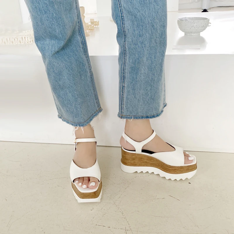 Сандалии женские на платформе 8 см повседневные туфли танкетке криперы платформа