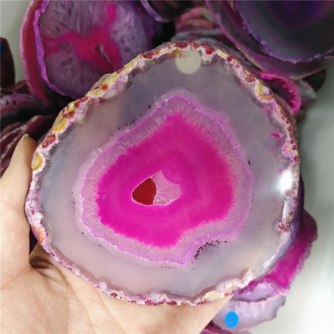 

Нестандартные натуральные шероховатые розовые агатные ломтики 10-12 см, индийский домашний декор, Кристальный образец, плита, аксессуары для ...