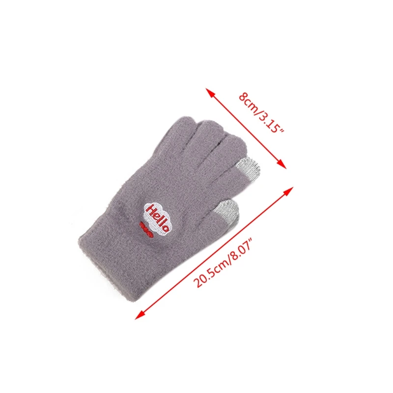 

Women Winter Thick Fuzzy Plush Knitted Touchscreen Gloves Cartoon Smile Face Embroidery Windproof Thermal Warm Texting Mittens