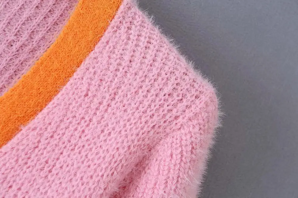 Bazaleas Винтажный Розовый Оранжевый вязаный кардиган в стиле пэчворк укороченный