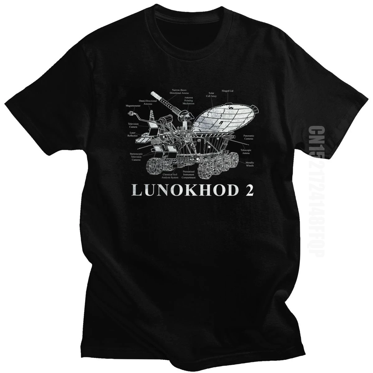 USSR CCCP Lunokhod 2 T Shirt for Men Pure Cotton Urban T-shirt O-neck Soviet Union Moon Explore Tee Tops Apparel Plus Size