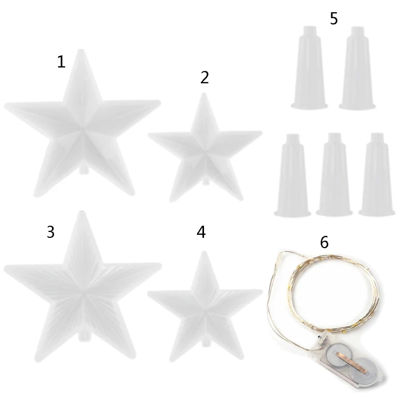 

Glossy/Section Star Luminous Mould with Warm Yellow Light String Plastic Sleeve for Epoxy Resin Casting Christmas Decor