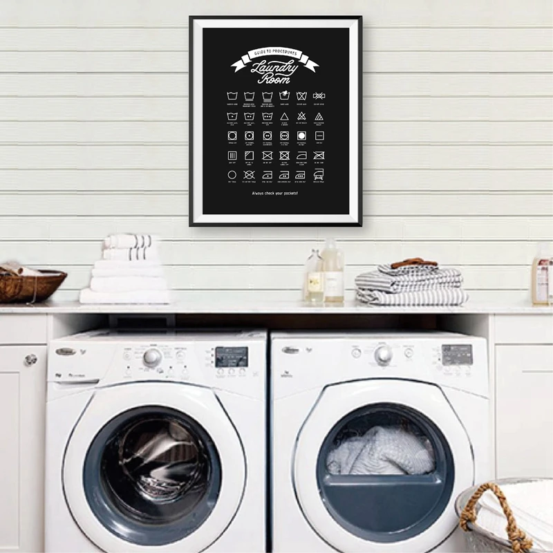 

Laundry Room Decor Laundry Guide To Procedures Prints Wall Art Poster Laundry Symbols Sign Modern Canvas Painting Decorations