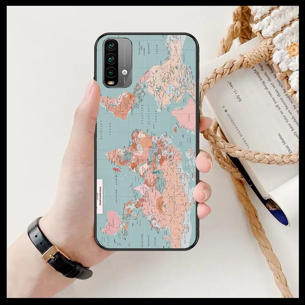 

World Map travel Phone Case For XiaoMi Redmi 11 lite 9C 8A 7A Pro 10T 5G Anime Cover Mi 10 Ultra Poco M3 X3 NFC 8 SE cover