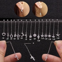 1pc stainless steel pendant earrings cz flower heart cross dangle cartilage helix screw back stud ear piercing jewelry