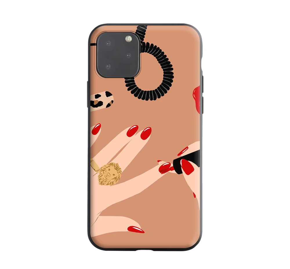 Силиконовый чехол для Apple iPhone 13 12 Mini 11 Pro XS X XR Max 8 7 6S 6 Plus SE 5S с бутылочкой лака ногтей