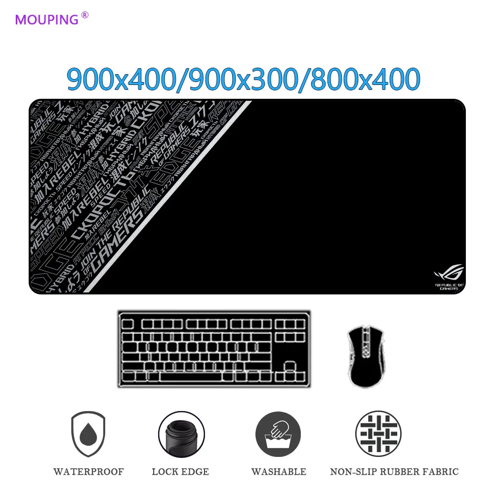 

Asus Rog Mouse Pad Gamer Desktop black Mousepad Gaming Room Accessories Mouse Carpet Table Rug Keyboard For Computers 900x400