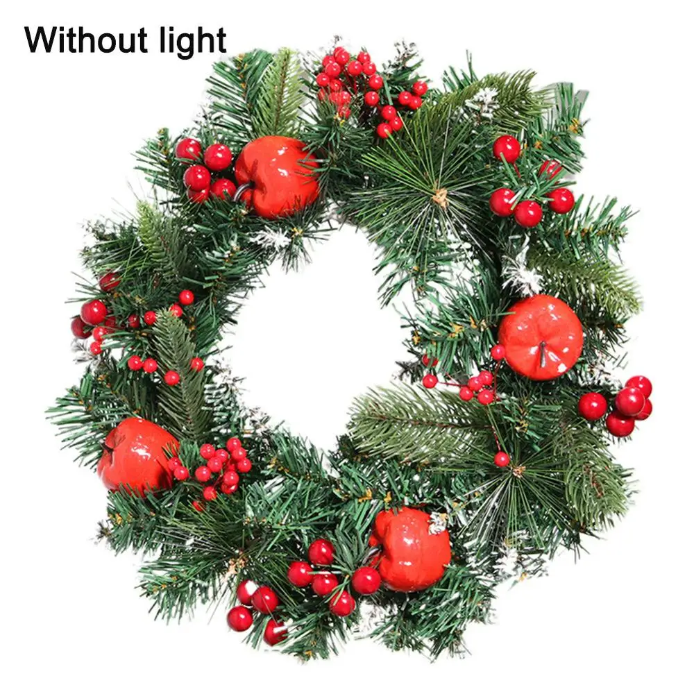 whithout light Рождественский венок ручной работы из ротанга, подвеска, Рождественская гирлянда, Рождественская елка, украшение двери, Рождественский венок, guirnalda navidad - Цвет: whithout light