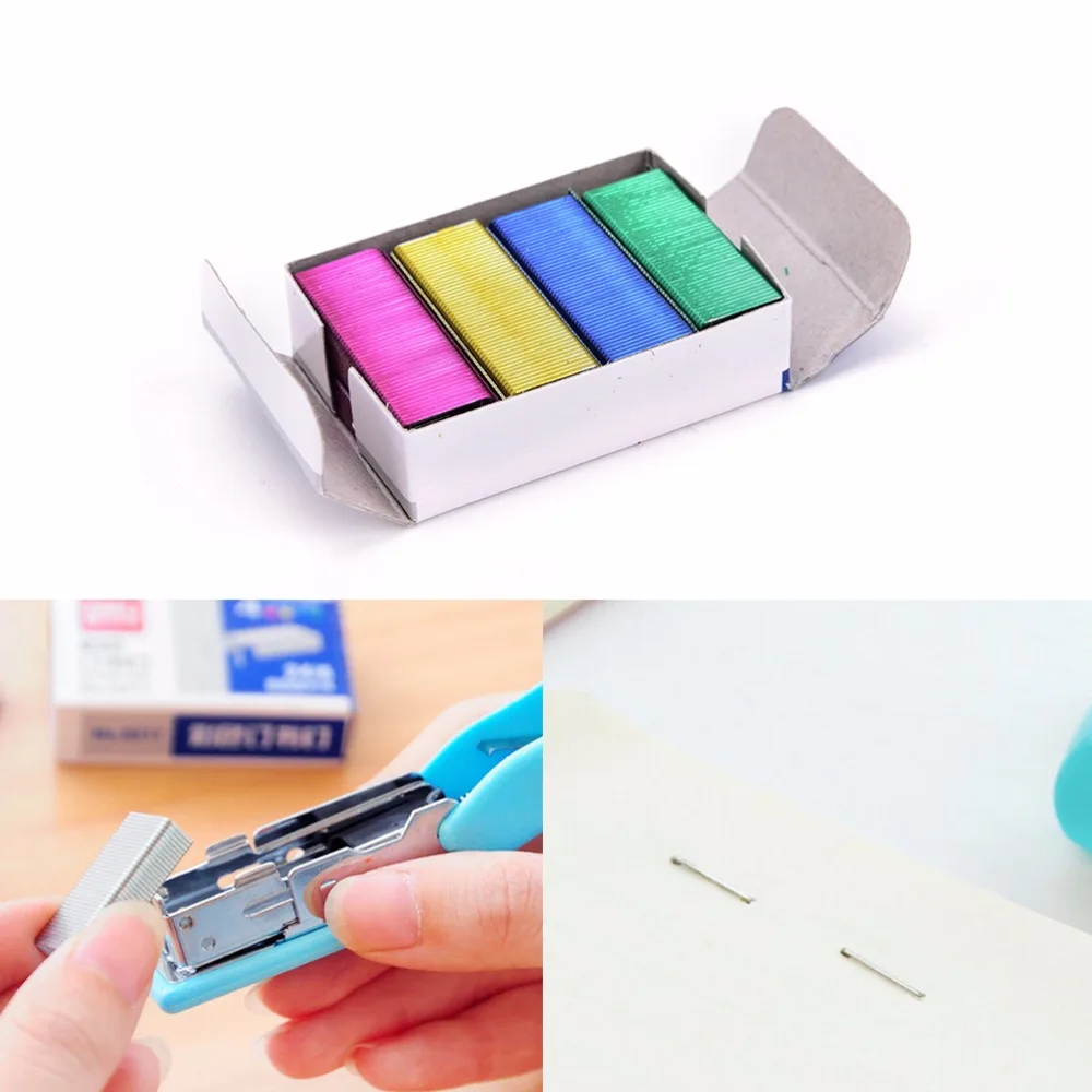 

1Pack 10mm Creative Colorful Stainless Steel Staples Office Binding Supplies( Pack of 800 )