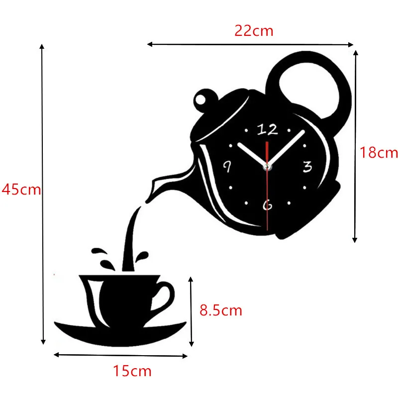 Креативные DIY 3D настенные часы акриловые кофейные чашки чайник декоративные