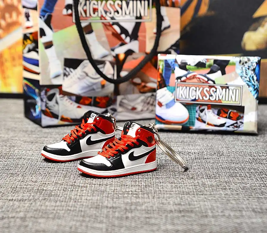 a pair w metal ring Персональный DIY Jordan Generation AIR JORDAN 1 chicago 3D кроссовок фигурный брелок сумка Подвеска парный брелок - Цвет: a pair w metal ring