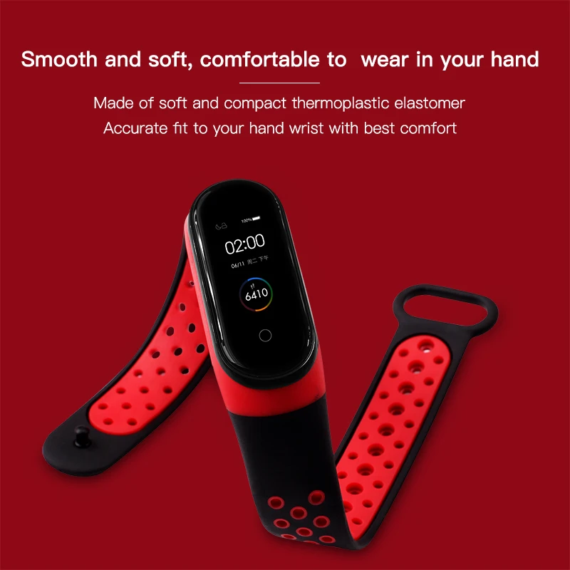 Спортивный ремешок BOORUI mi band 4, удобный ремешок pulseira mi band 4, аксессуары, силиконовый ремешок для xiaomi mi band 4