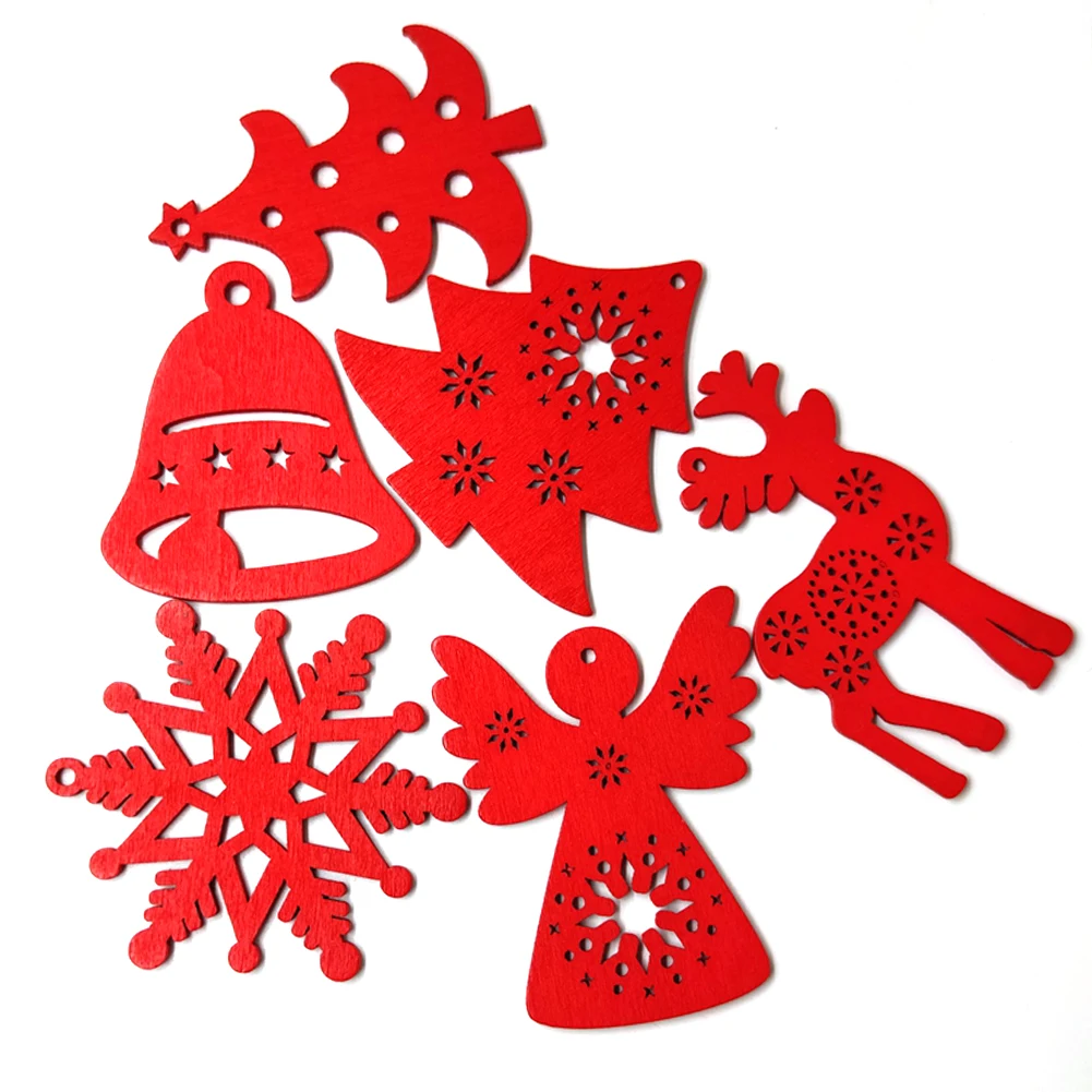 10pcs Christmas Deer Angle Hole Wood Decoration For Home With Santa Wooden Xmas Kid Toys Gift Ornament New Year | Дом и сад
