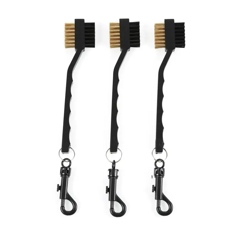 2 Sided New Black Golf Brush Shoe Cleaning Plastic Bristle Cleaner with Keyring Brass Wires Nylon Club Groove | Спорт и развлечения