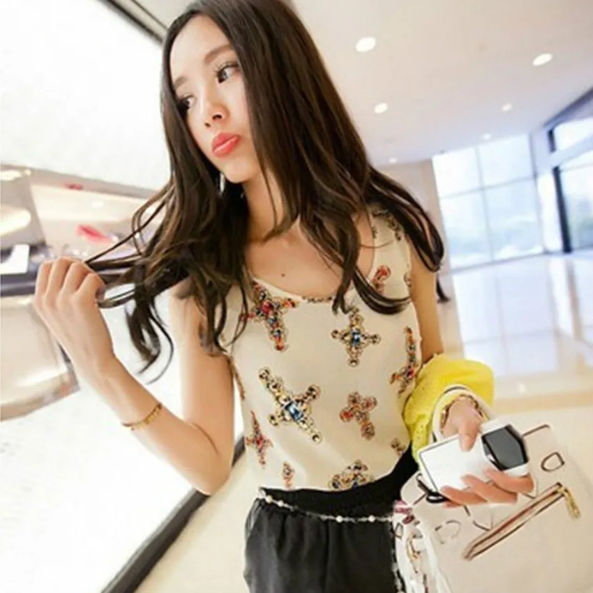 Женская шифоновая блузка Kaguster летняя майка без рукавов розового черного белого