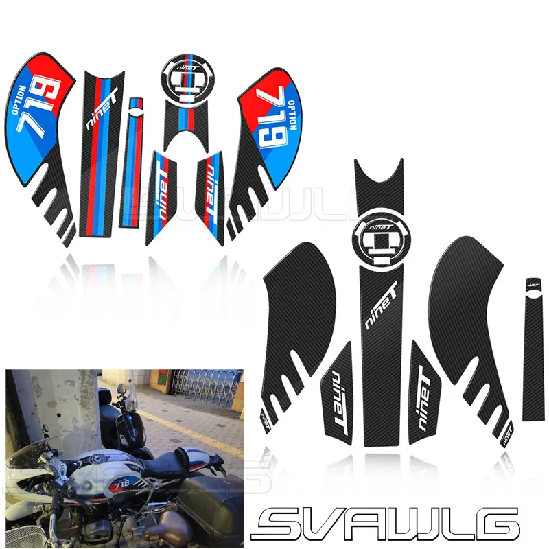 

Motorcycle Front Rear Fairing Number Board 3D Gel Protector Tank pad Knee Section Paint for BMW R NINET