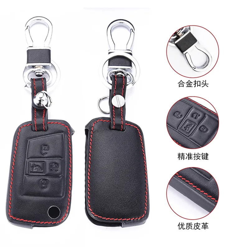 Кожаный чехол для автомобильных ключей держатель VW Volkswagen MK7 Golf 7 GTI 2017 2018 4 кнопки