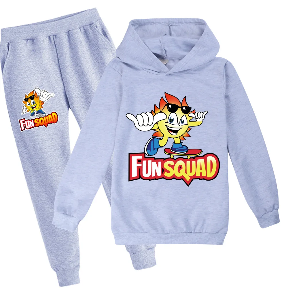 Fun Squad Children Clothing Boys Girls Hoodies Cotton Long Sleeve Sweatshirt Tops and Pants 2pcs Sets kids Tracksuit Outfits